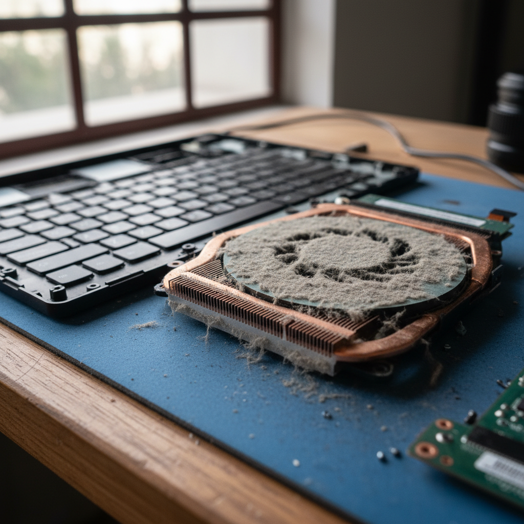 Dust-clogged laptop fan cleaning service in Greta Main — Newcastle NSW 2325