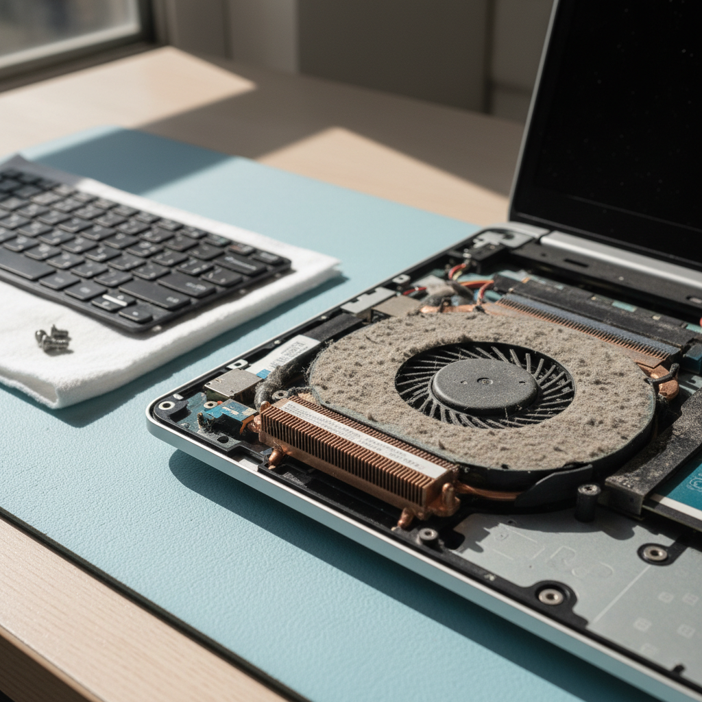 Dust-clogged laptop fan cleaning service in Hamilton North — Newcastle NSW 2292