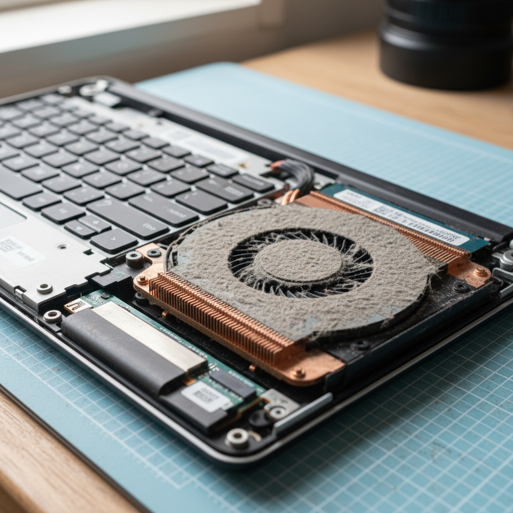 Dust-clogged laptop fan cleaning service in Hamilton South — Newcastle NSW 2303