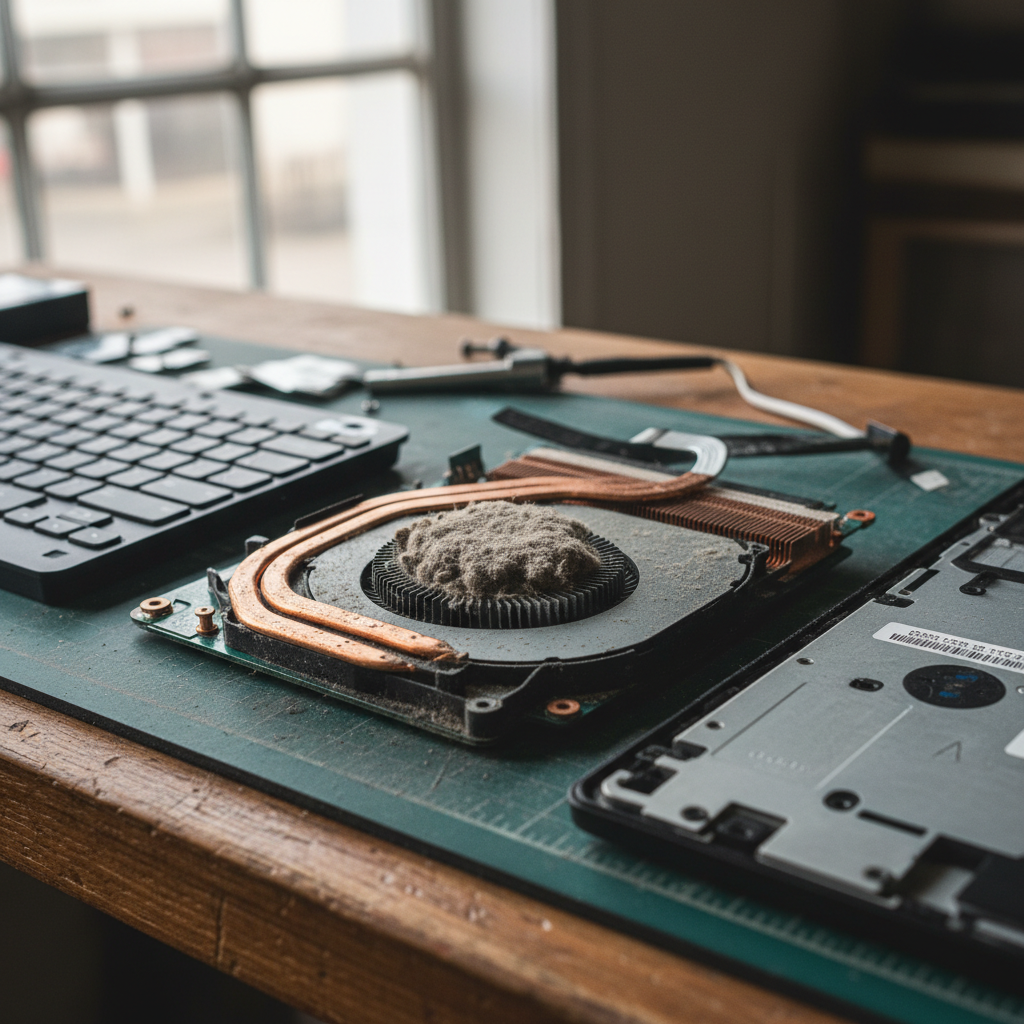 Dust-clogged laptop fan cleaning service in Hamlyn Terrace — Newcastle NSW 2259