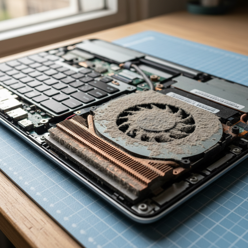 Dust-clogged laptop fan cleaning service in Hendon — Adelaide SA 5014