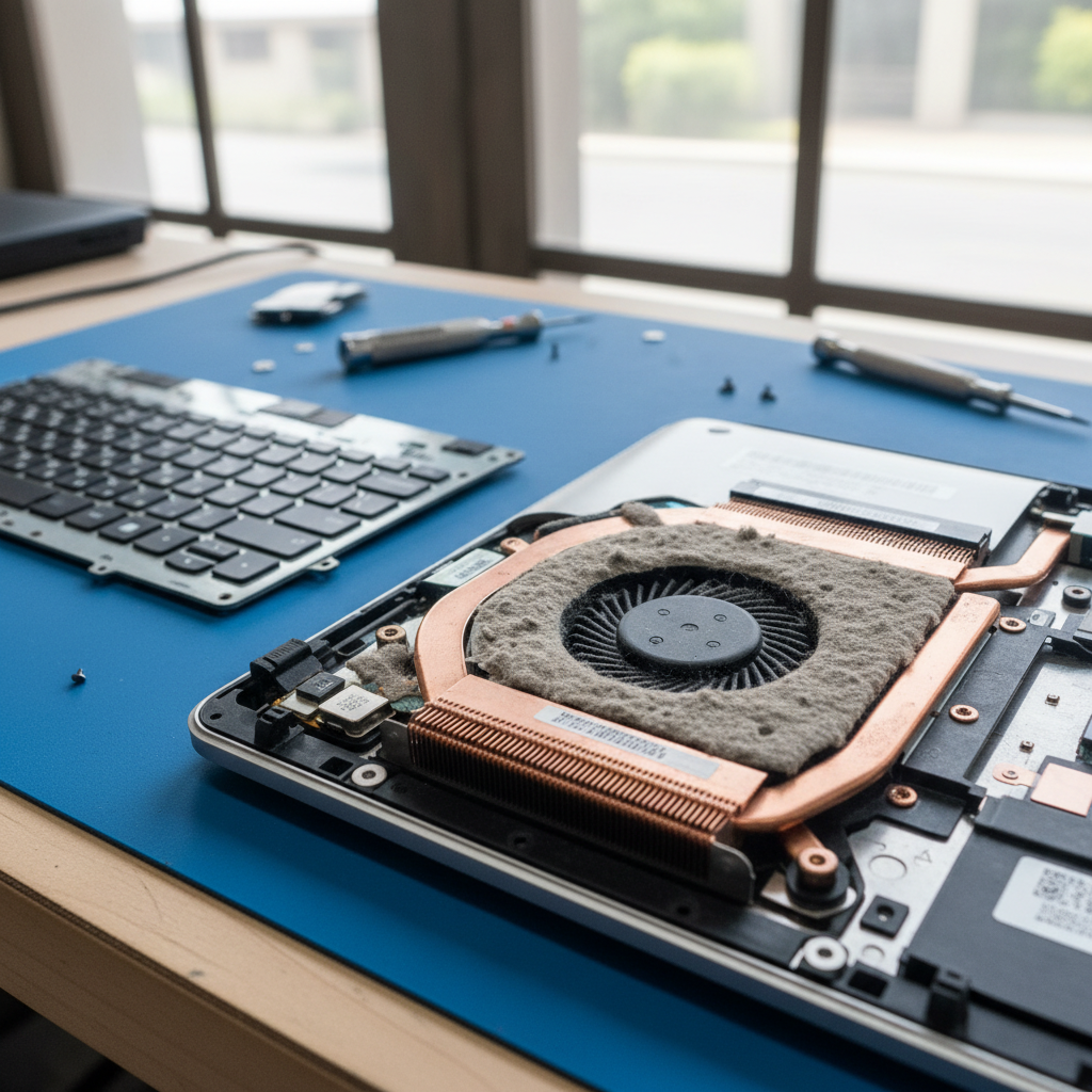 Dust-clogged laptop fan cleaning service in Henley Beach — Adelaide SA 5022