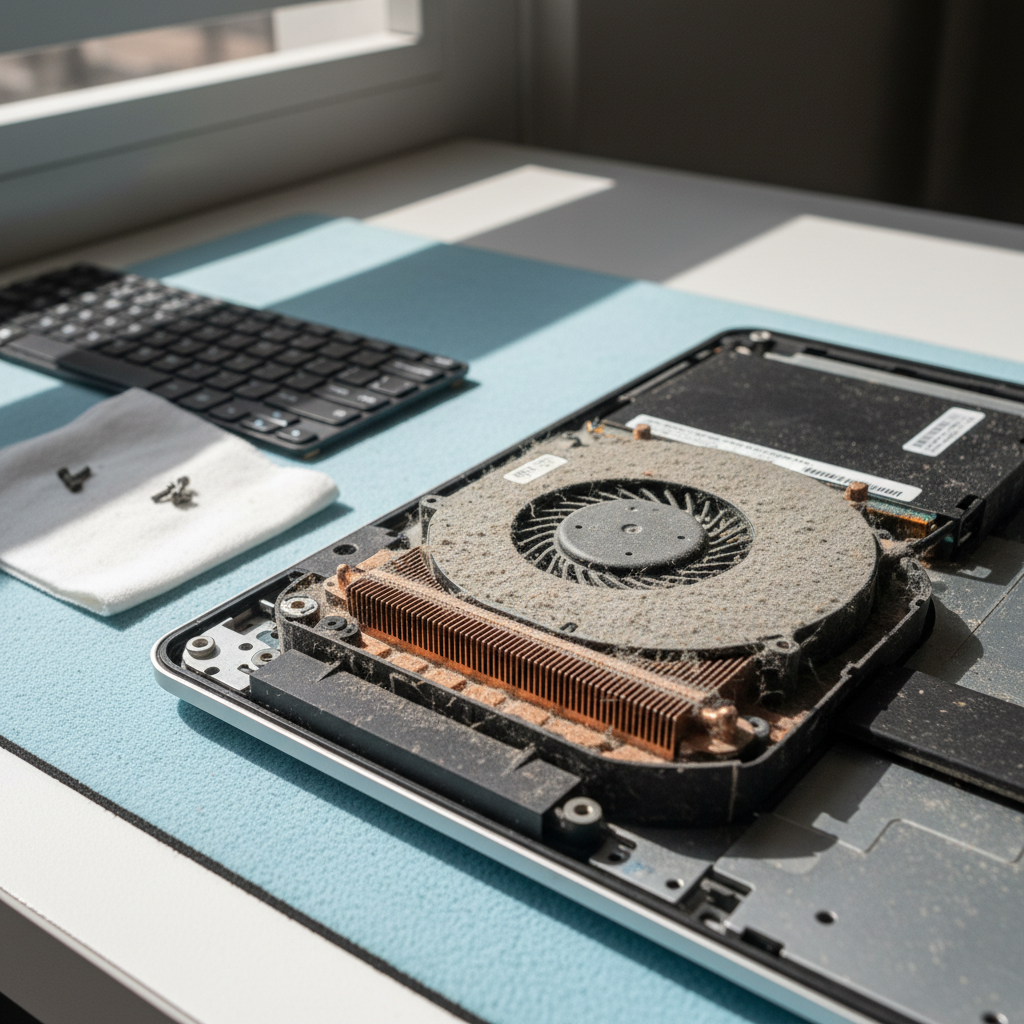 Dust-clogged laptop fan cleaning service in Hillsborough — Newcastle NSW 2290