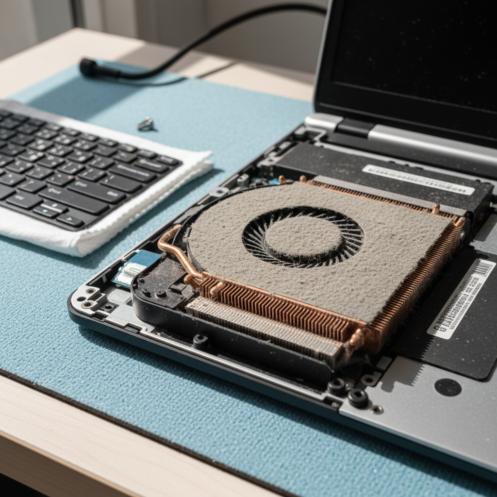 Dust-clogged laptop fan cleaning service in Hilton Plaza — Adelaide SA 5033