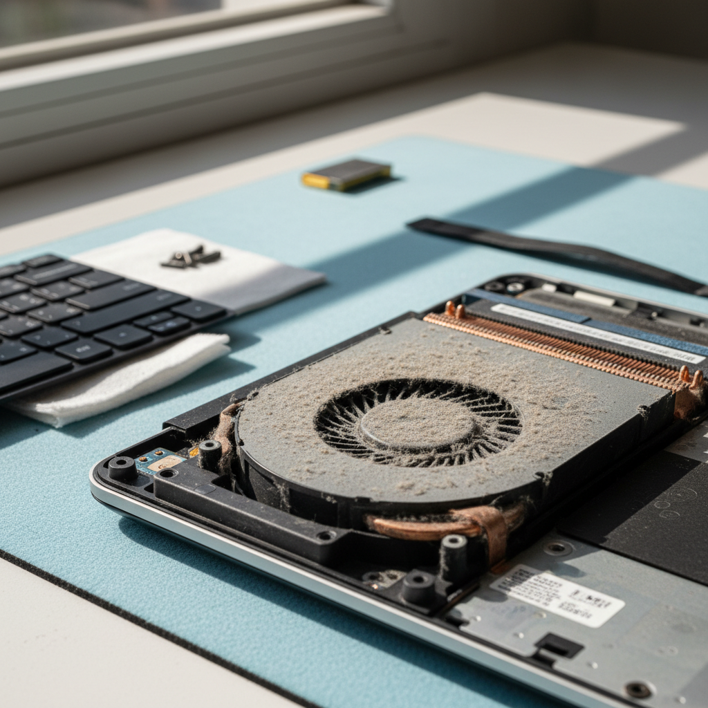 Dust-clogged laptop fan cleaning service in Hindmarsh Tiers — Adelaide SA 5202