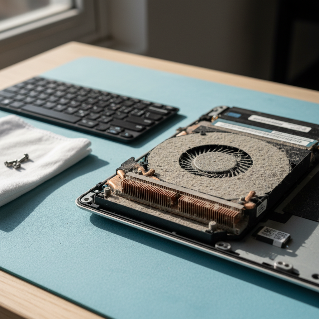 Dust-clogged laptop fan cleaning service in Horseshoe Bend — Newcastle NSW 2320
