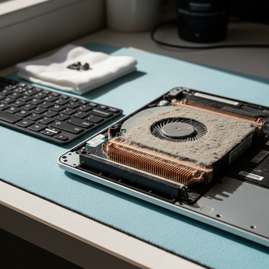 Dust-clogged laptop fan cleaning service in Hove — Adelaide SA 5048