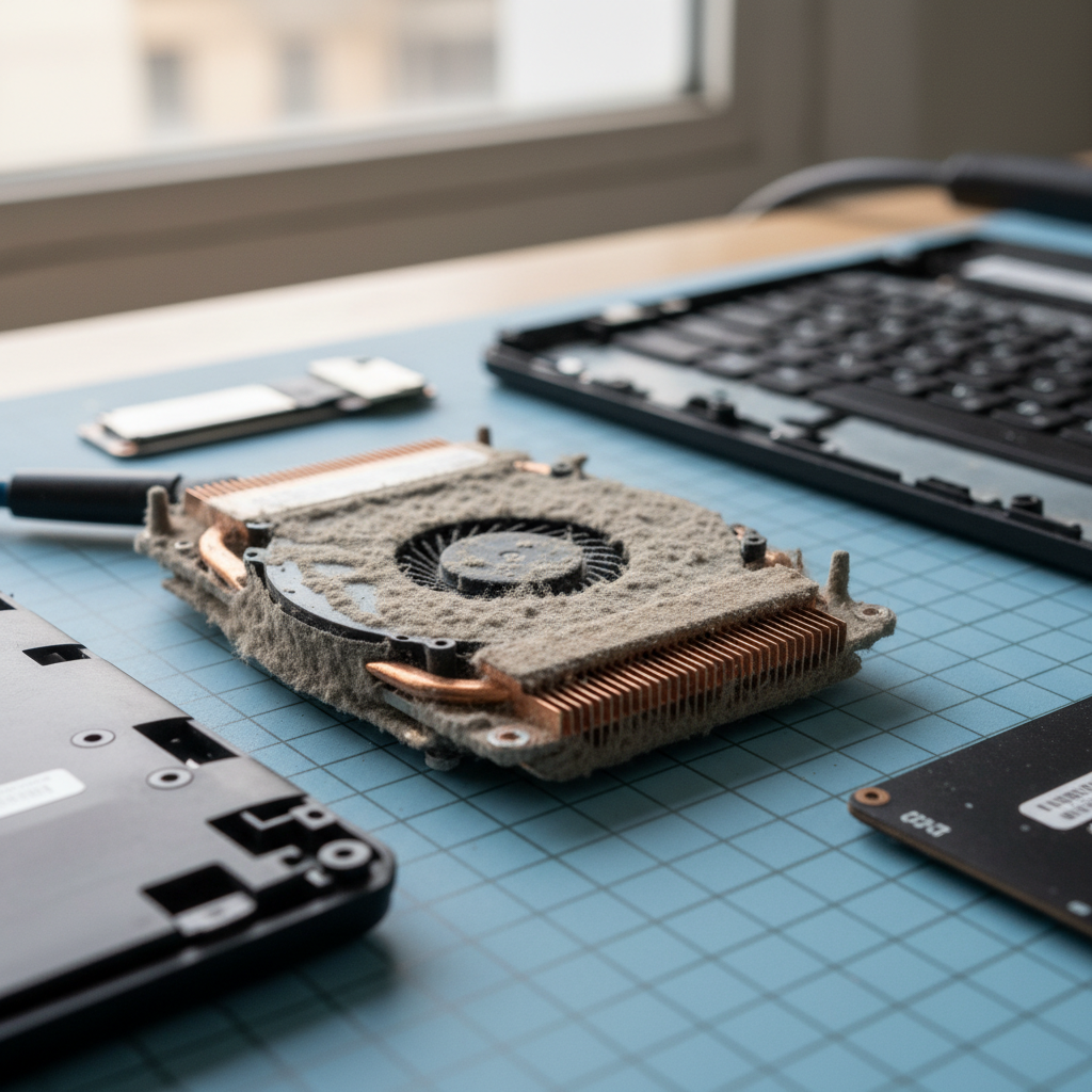 Dust-clogged laptop fan cleaning service in Humbug Scrub — Adelaide SA 5114