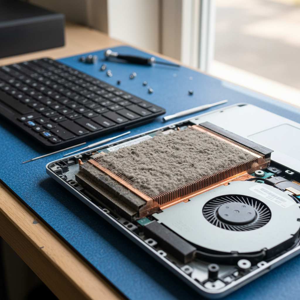 Dust-clogged laptop fan cleaning service in Huntfield Heights — Adelaide SA 5163