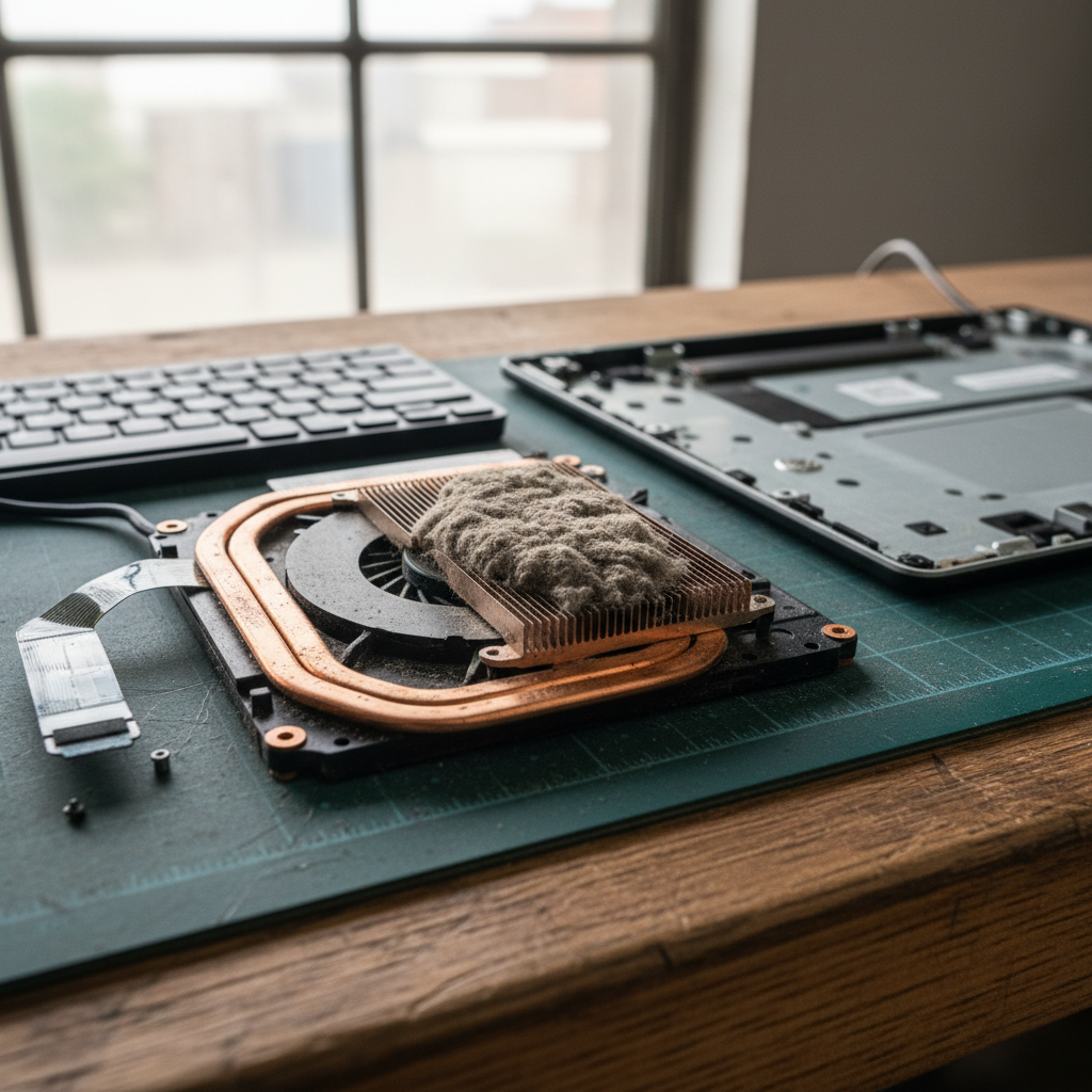 Dust-clogged laptop fan cleaning service in Islington — Newcastle NSW 2296