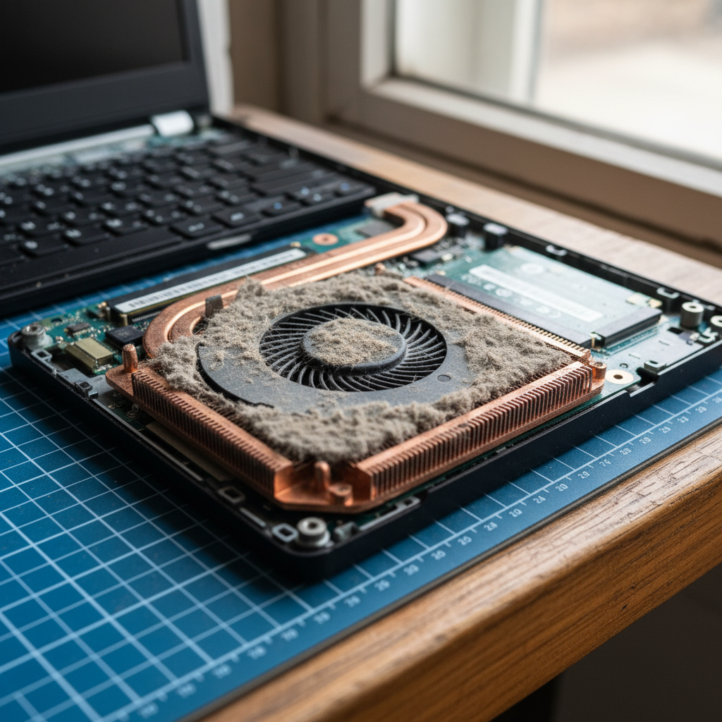 Dust-clogged laptop fan cleaning service in Karama — Darwin NT 0812