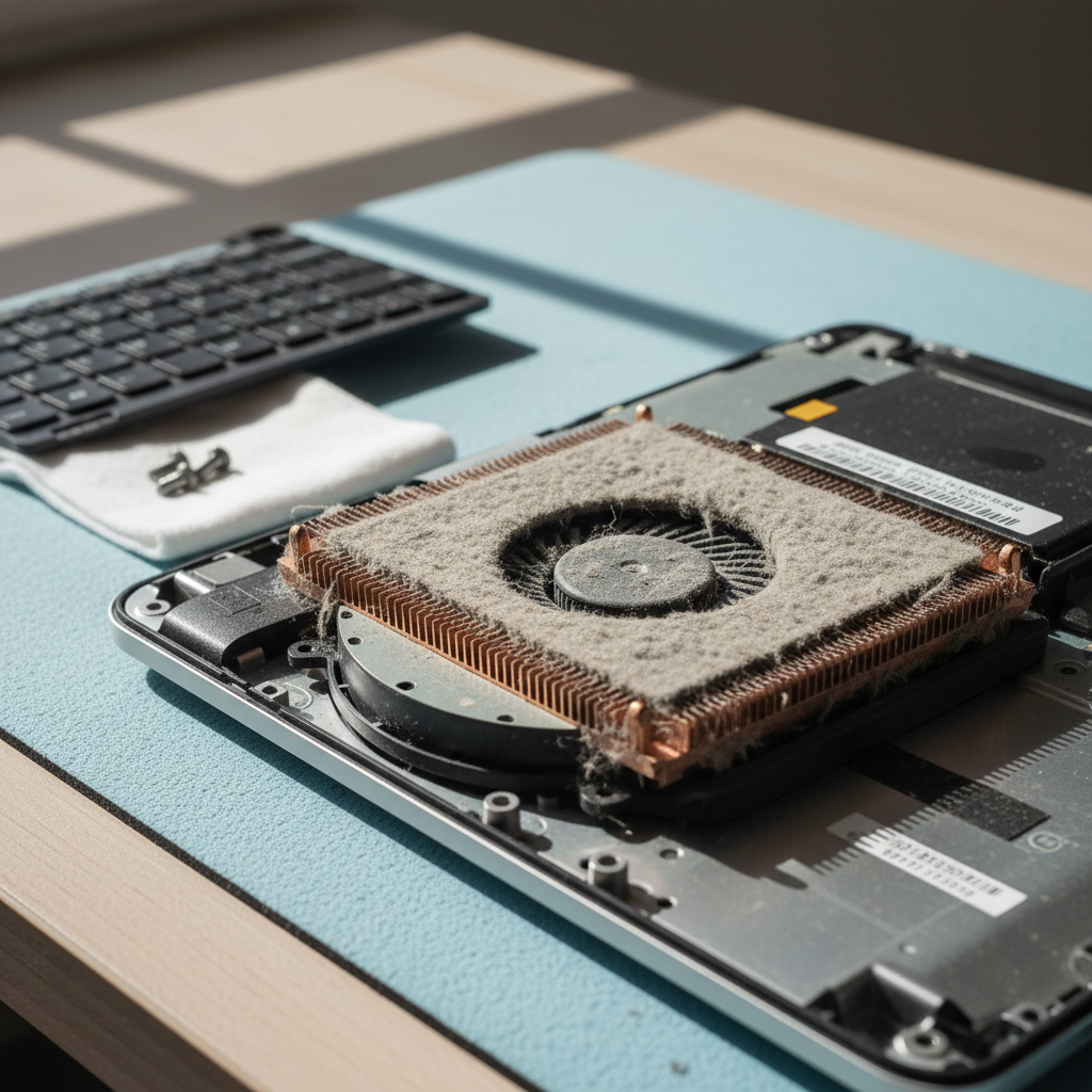 Dust-clogged laptop fan cleaning service in Kensington — Melbourne SA 5068
