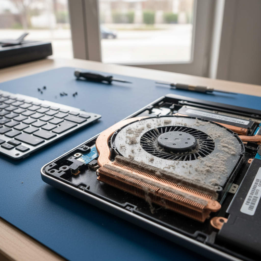 Dust-clogged laptop fan cleaning service in Kent Town — Adelaide SA 5067