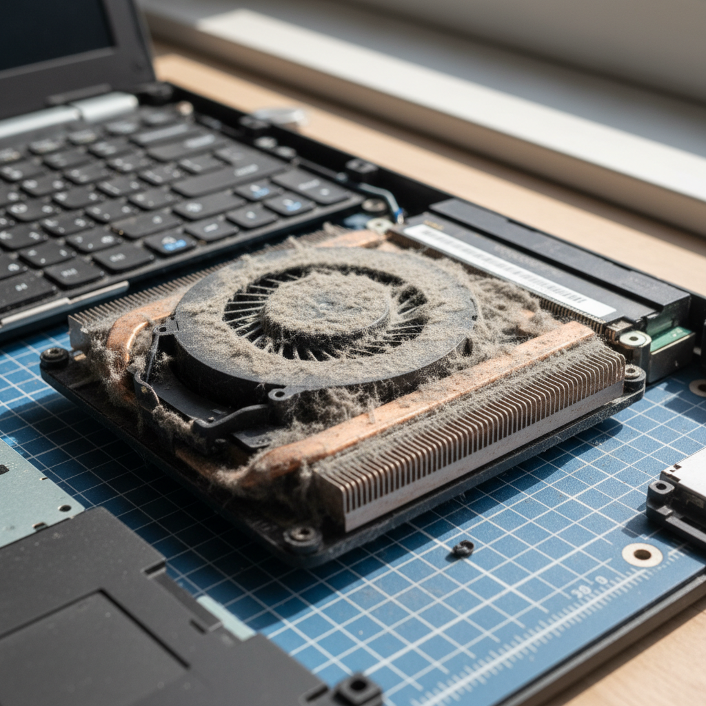 Dust-clogged laptop fan cleaning service in Kilaben Bay — Newcastle NSW 2283