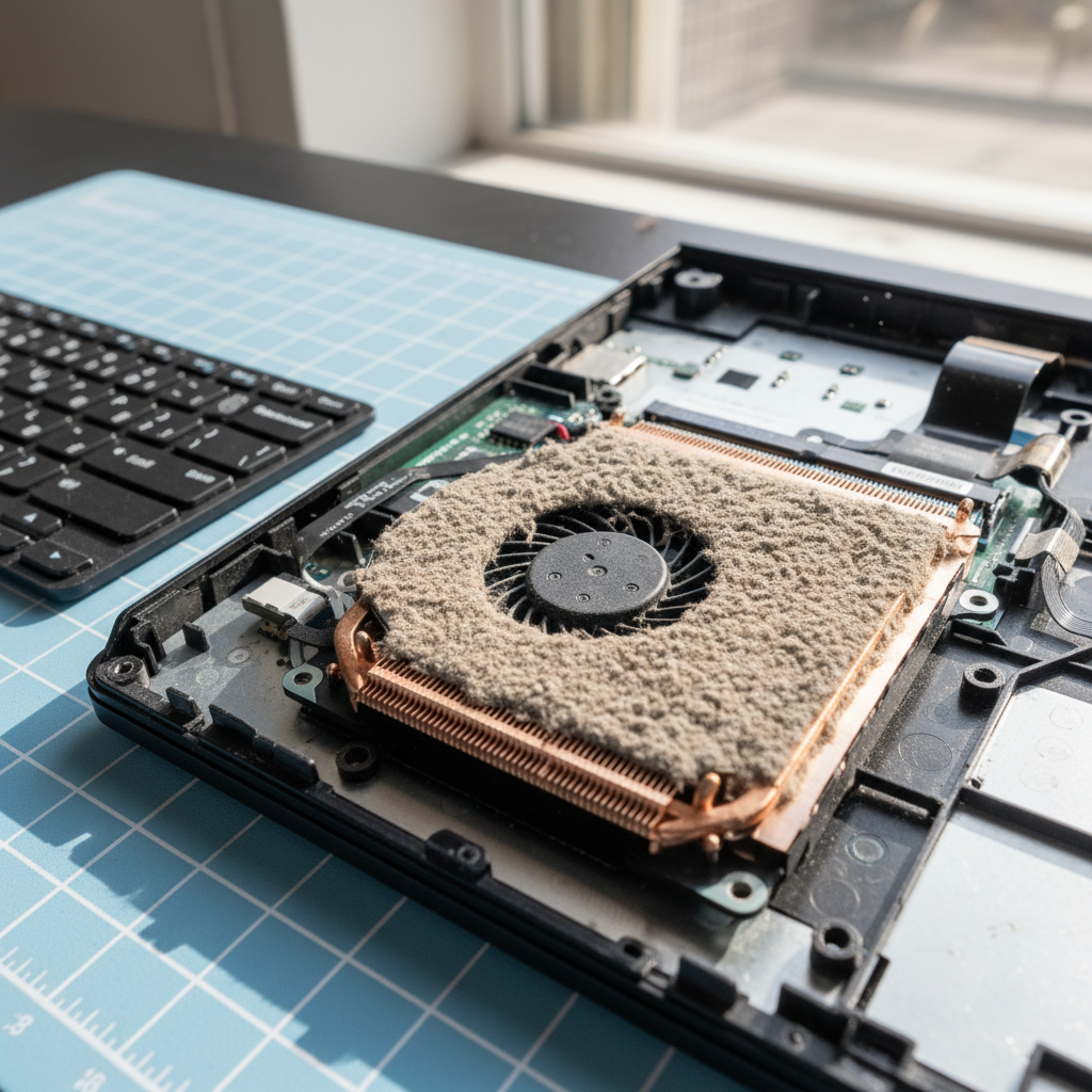 Dust-clogged laptop fan cleaning service in Kings Park — Melbourne SA 5034