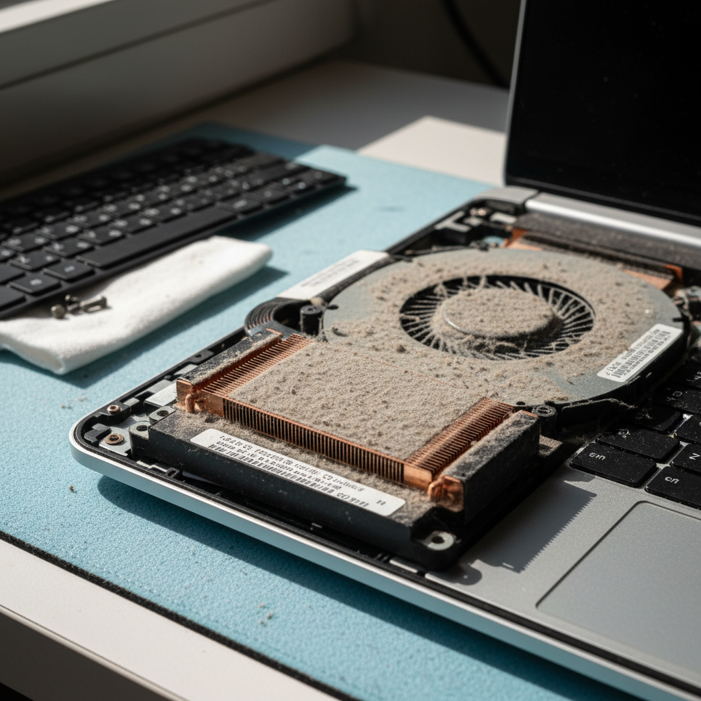 Dust-clogged laptop fan cleaning service in Kingswood — Adelaide SA 5062