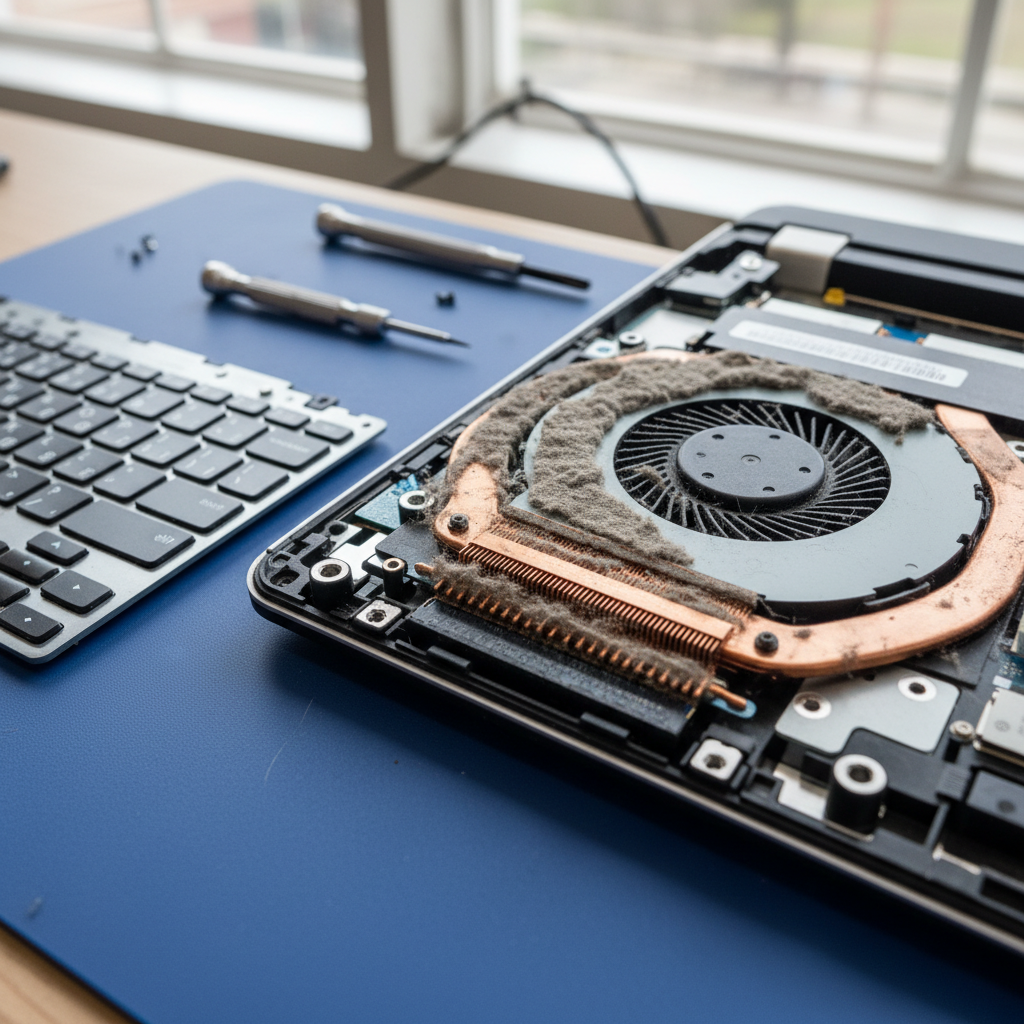 Dust-clogged laptop fan cleaning service in Kirkcaldy — Adelaide SA 5022