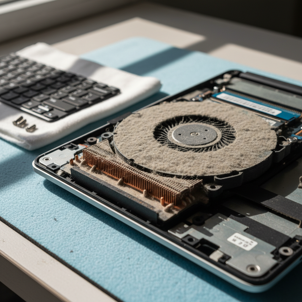 Dust-clogged laptop fan cleaning service in Kotara South — Newcastle NSW 2289