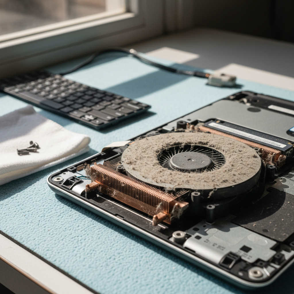 Dust-clogged laptop fan cleaning service in Lambs Valley — Newcastle NSW 2370