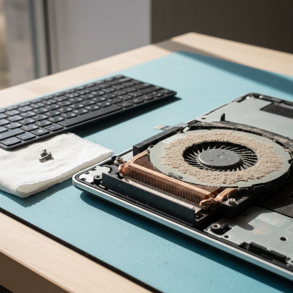 Dust-clogged laptop fan cleaning service in Larrakeyah — Darwin NT 0820