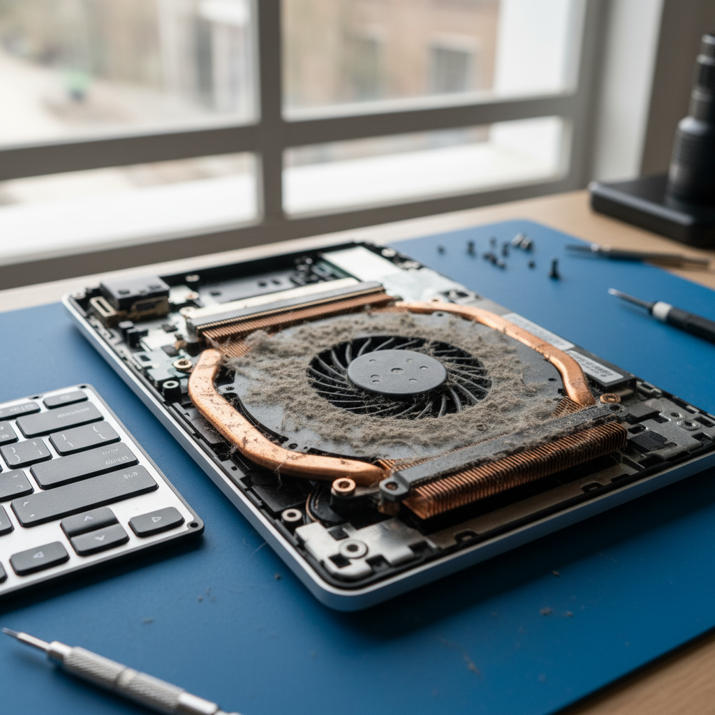Dust-clogged laptop fan cleaning service in Leabrook — Adelaide SA 5068