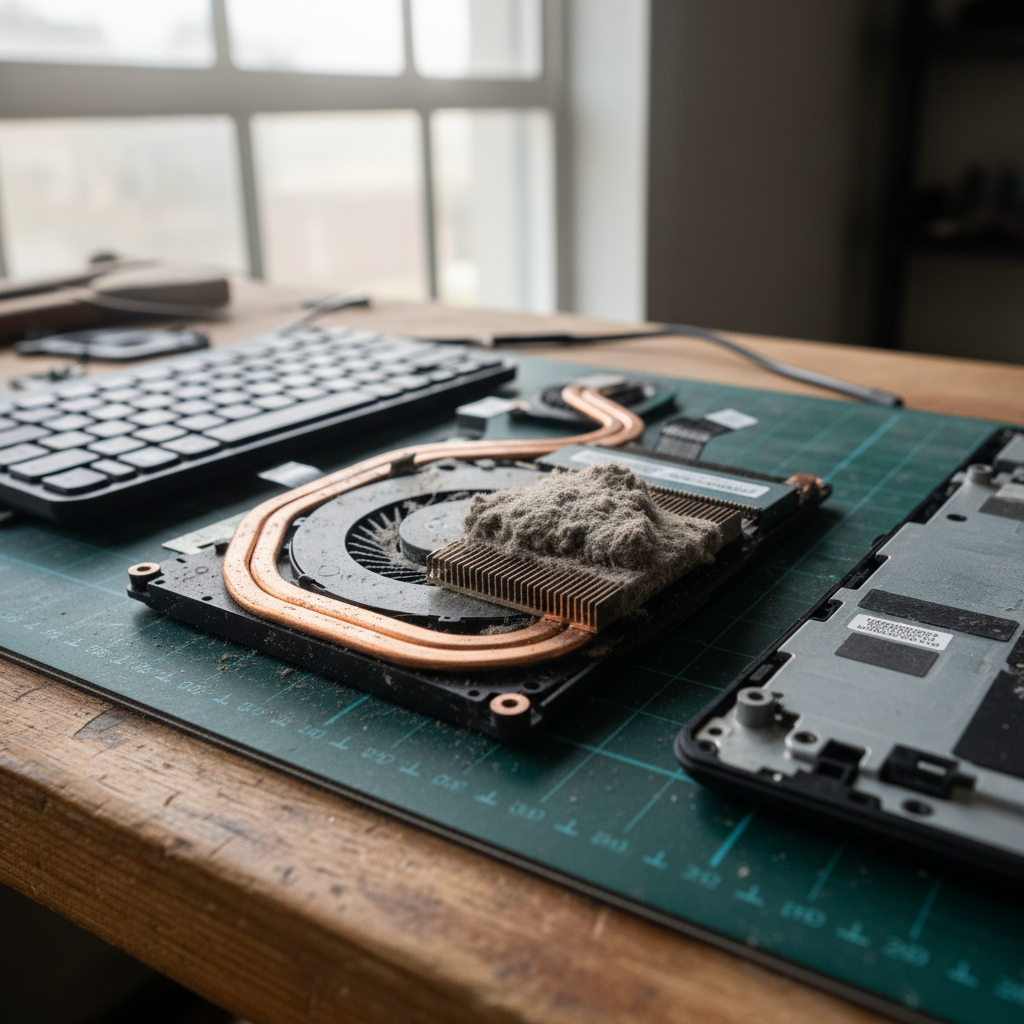 Dust-clogged laptop fan cleaning service in Leconfield — Newcastle NSW 2335