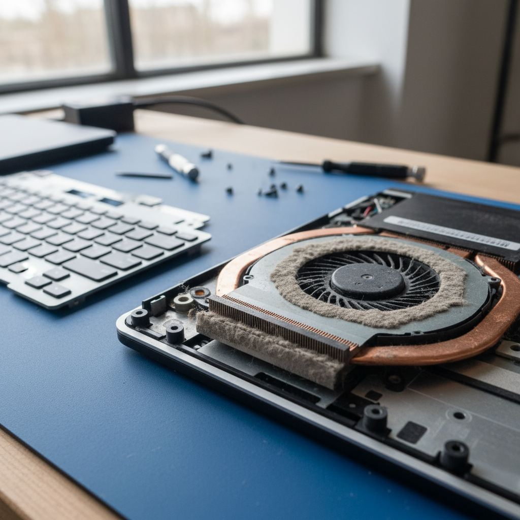 Dust-clogged laptop fan cleaning service in Limeburners Creek — Newcastle NSW 2444