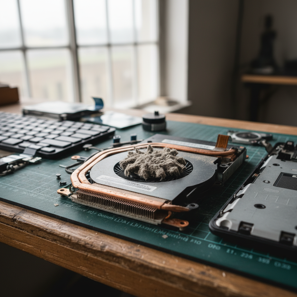 Dust-clogged laptop fan cleaning service in Little Pelican — Newcastle NSW 2281