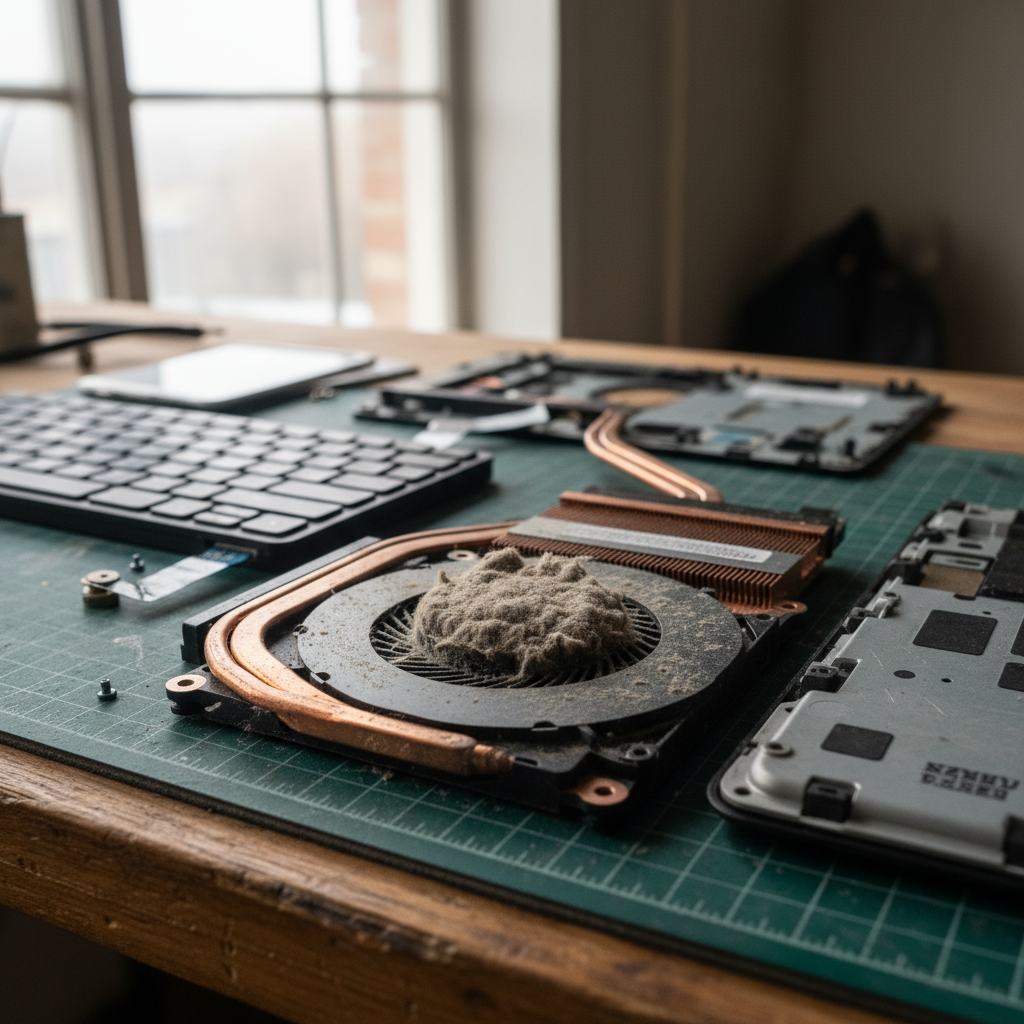 Dust-clogged laptop fan cleaning service in Livingstone — Darwin NT 0822