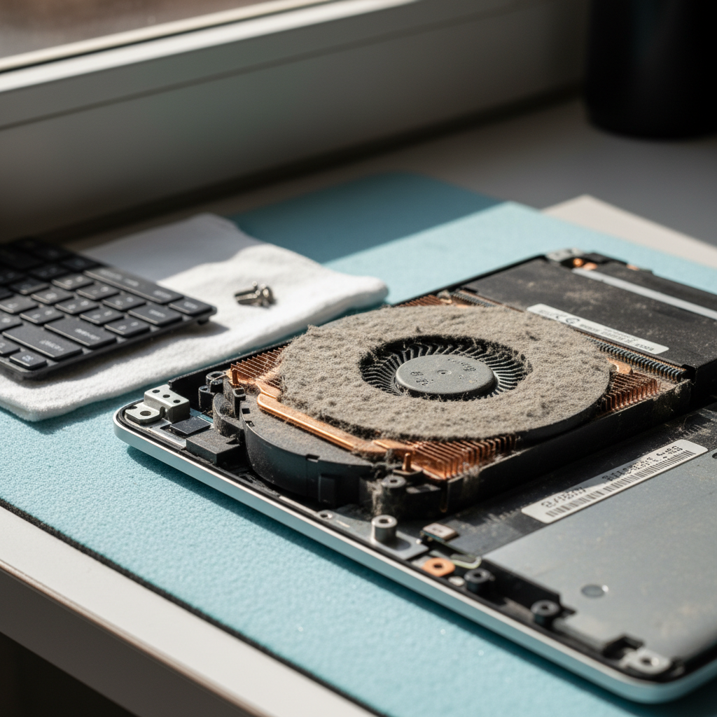 Dust-clogged laptop fan cleaning service in Lonsdale — Adelaide SA 5160