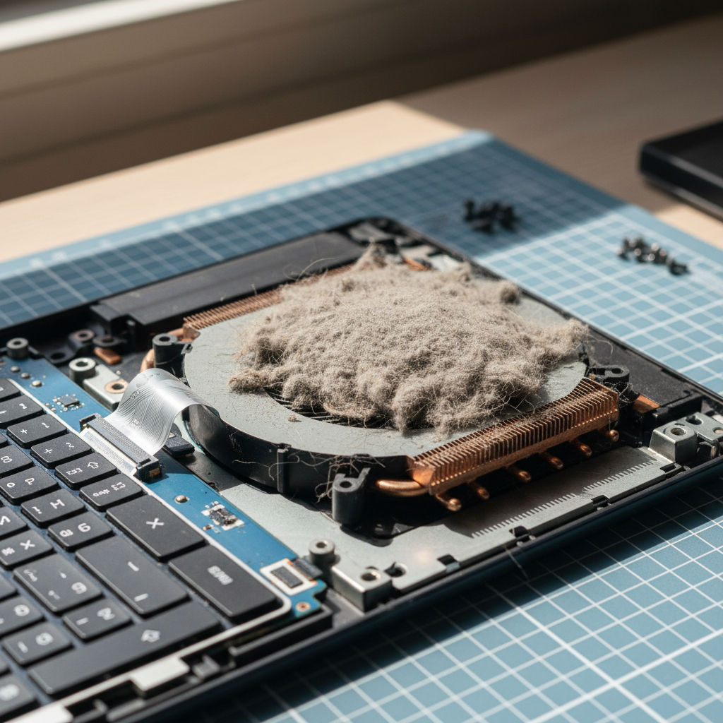 Dust-clogged laptop fan cleaning service in Louth Park — Newcastle NSW 2320