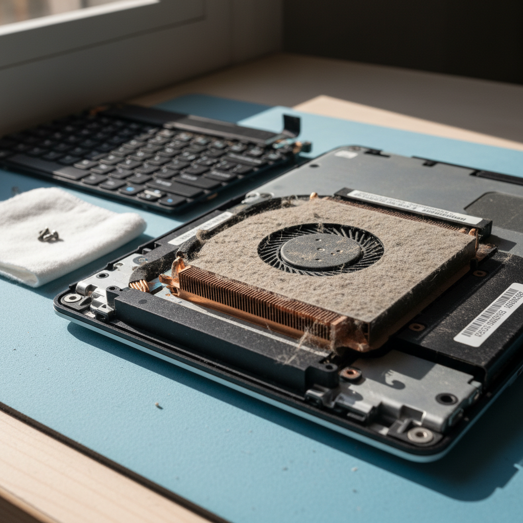 Dust-clogged laptop fan cleaning service in Lower Mitcham — Adelaide SA 5062