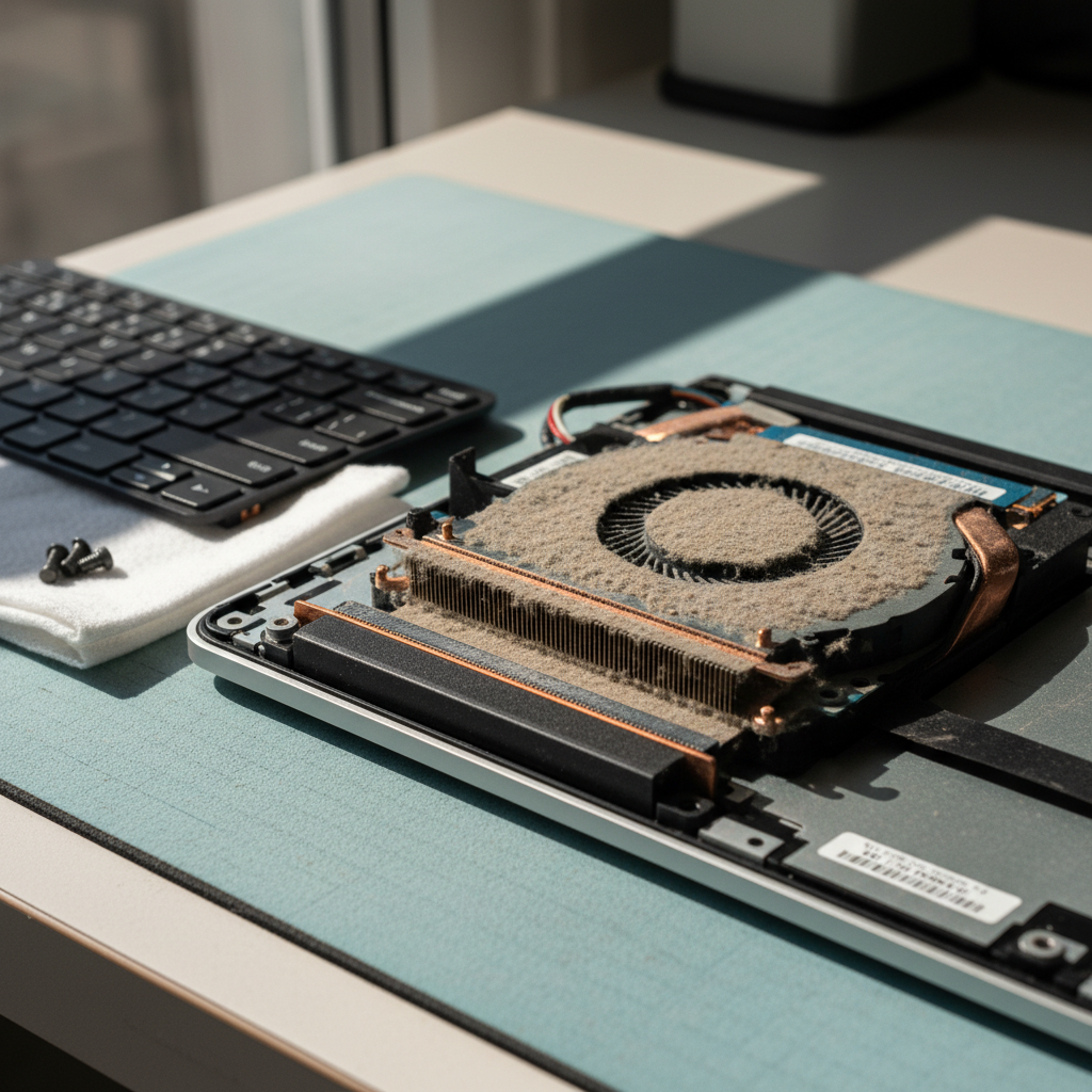 Dust-clogged laptop fan cleaning service in Ludmilla — Darwin NT 0820