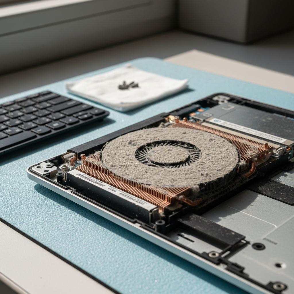 Dust-clogged laptop fan cleaning service in Luskintyre — Newcastle NSW 2321
