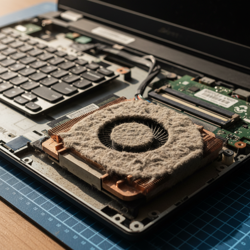 Dust-clogged laptop fan cleaning service in Macclesfield — Melbourne SA 5153