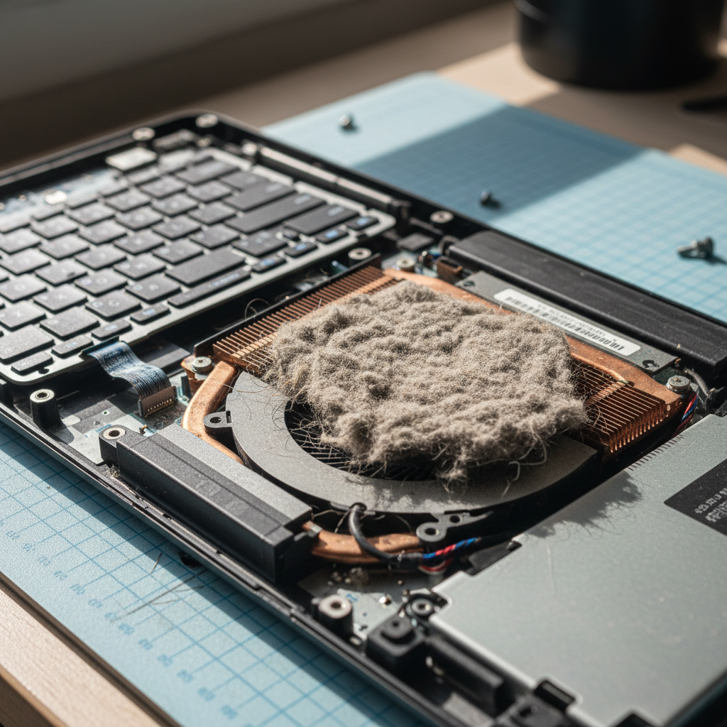 Dust-clogged laptop fan cleaning service in Magenta — Newcastle NSW 2261