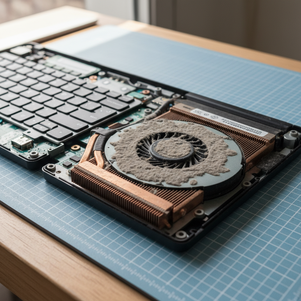 Dust-clogged laptop fan cleaning service in Maitland — Newcastle NSW 2320