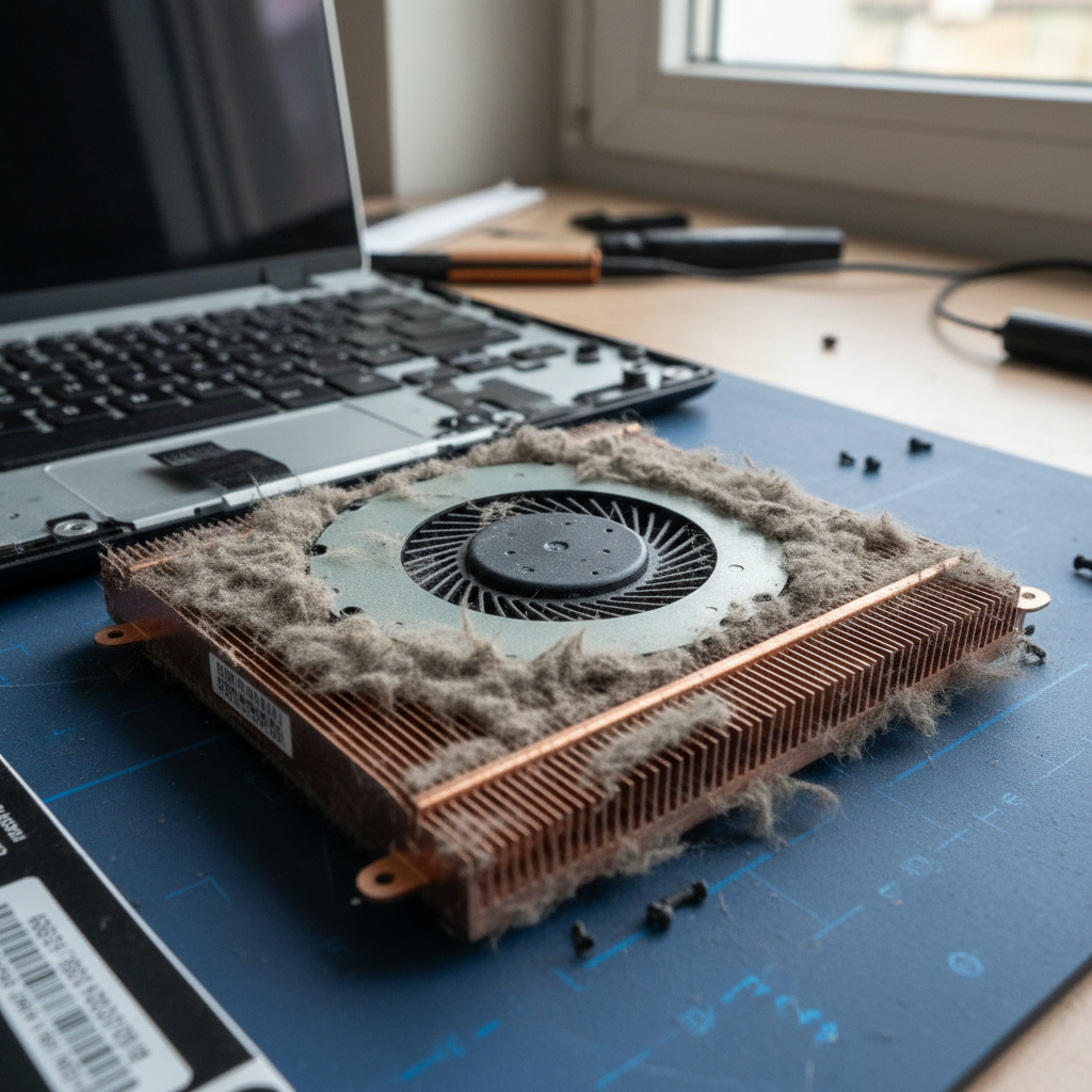 Dust-clogged laptop fan cleaning service in Malvern — Melbourne SA 5061