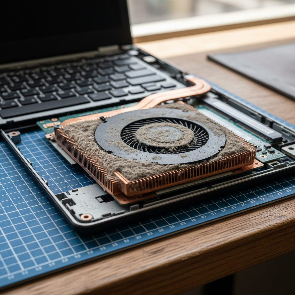 Dust-clogged laptop fan cleaning service in Marion — Adelaide UNKNOWN