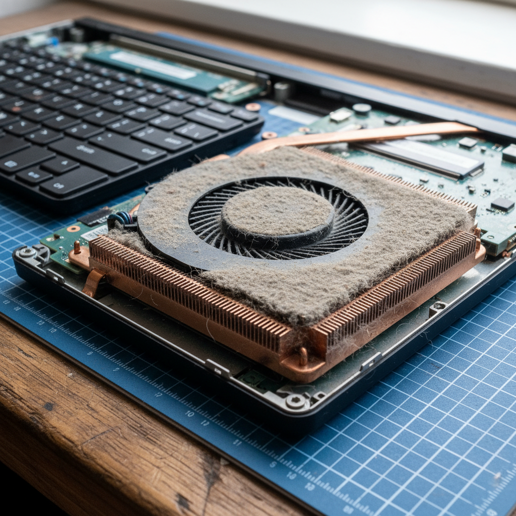 Dust-clogged laptop fan cleaning service in Martinsville — Newcastle NSW 2265