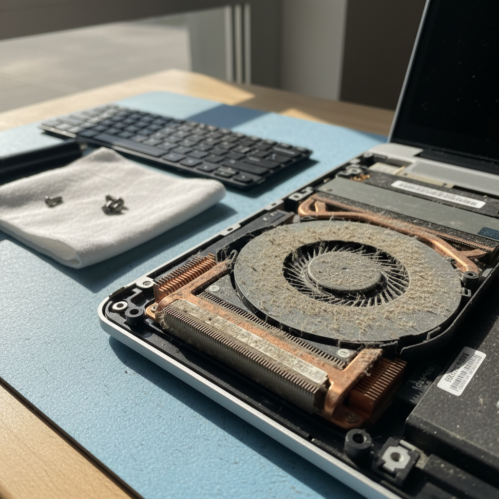 Dust-clogged laptop fan cleaning service in Mayfield East — Newcastle NSW 2304
