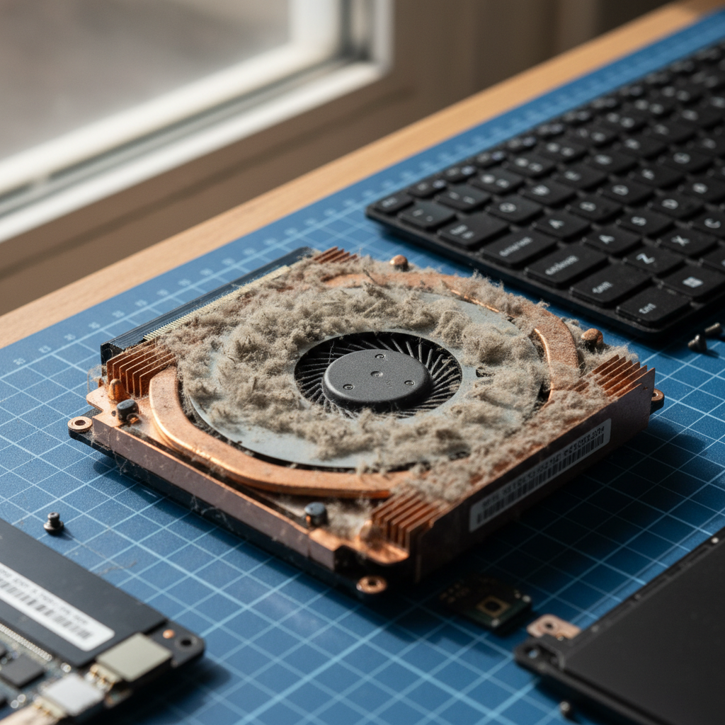 Dust-clogged laptop fan cleaning service in Melrose Park — Adelaide SA 5039