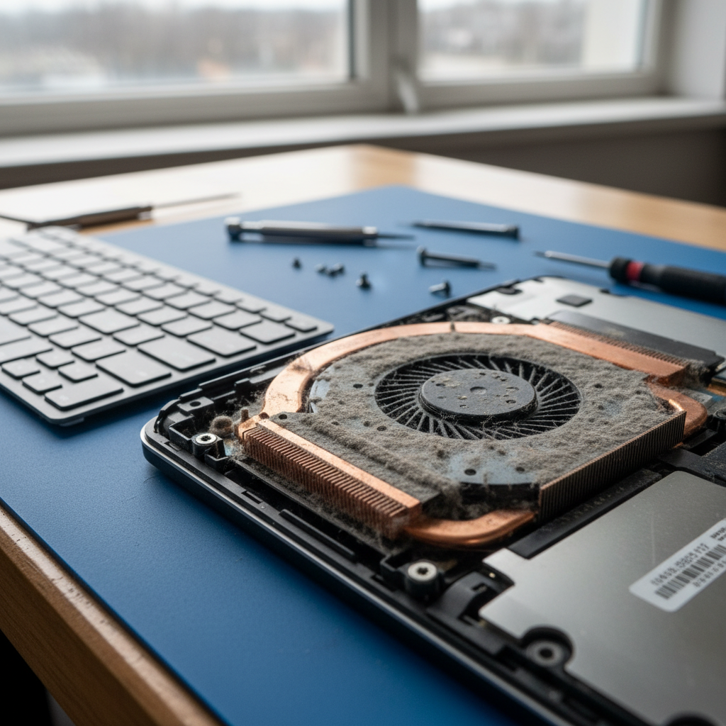 Dust-clogged laptop fan cleaning service in Millner — Darwin NT 0810