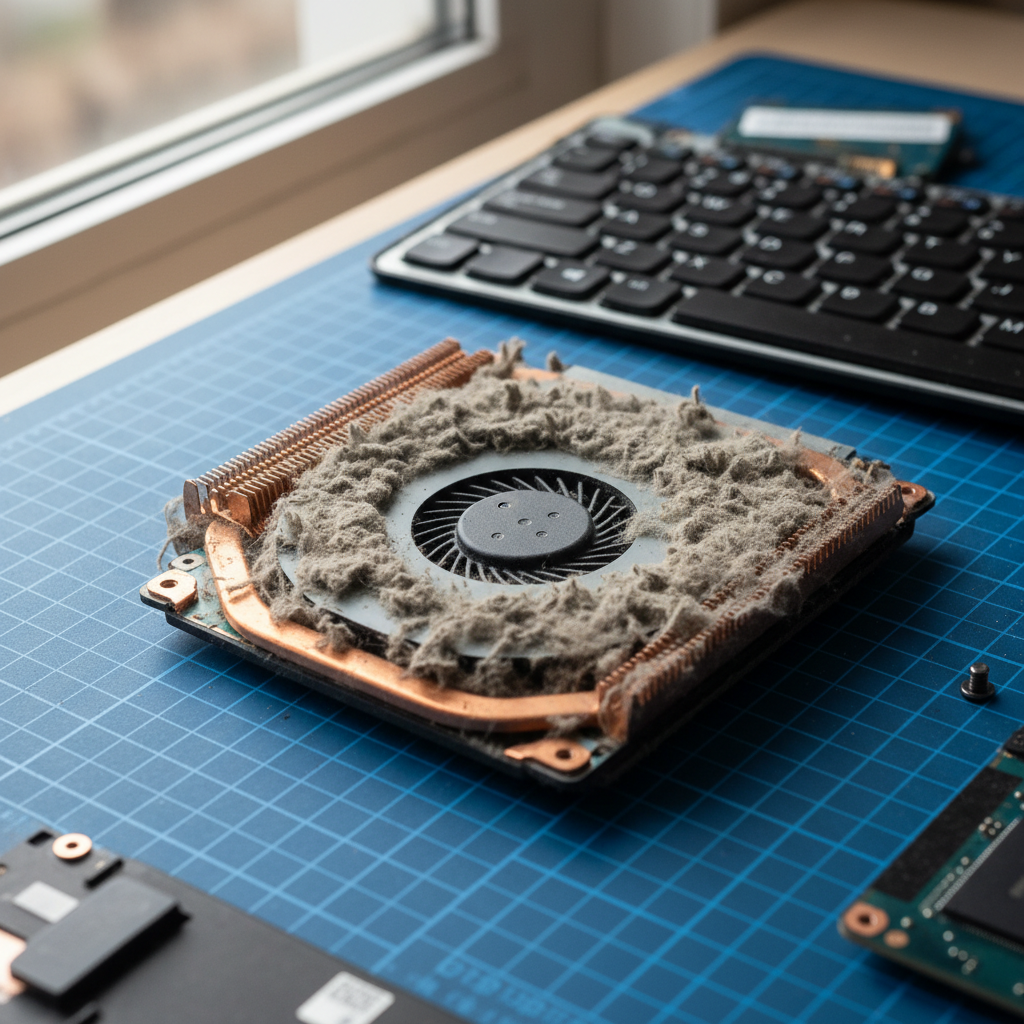 Dust-clogged laptop fan cleaning service in Mitcham Shopping Centre — Adelaide SA 5062