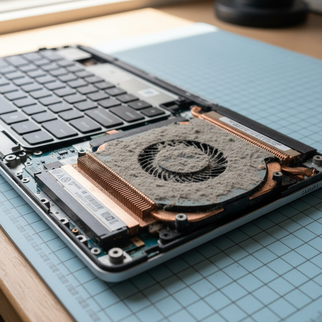 Dust-clogged laptop fan cleaning service in Mornington — Melbourne TAS 7018
