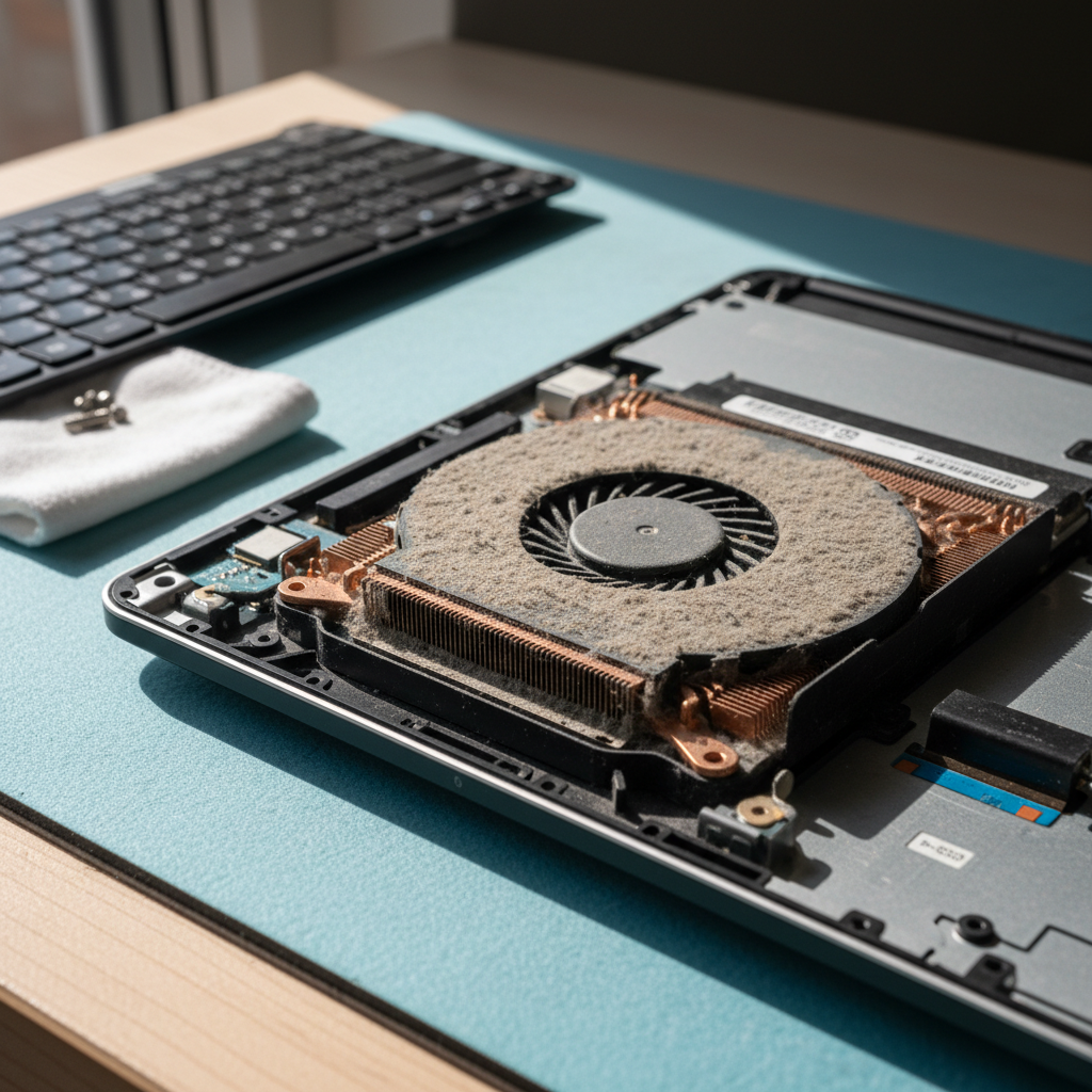 Dust-clogged laptop fan cleaning service in Mount Dee — Newcastle NSW 2320