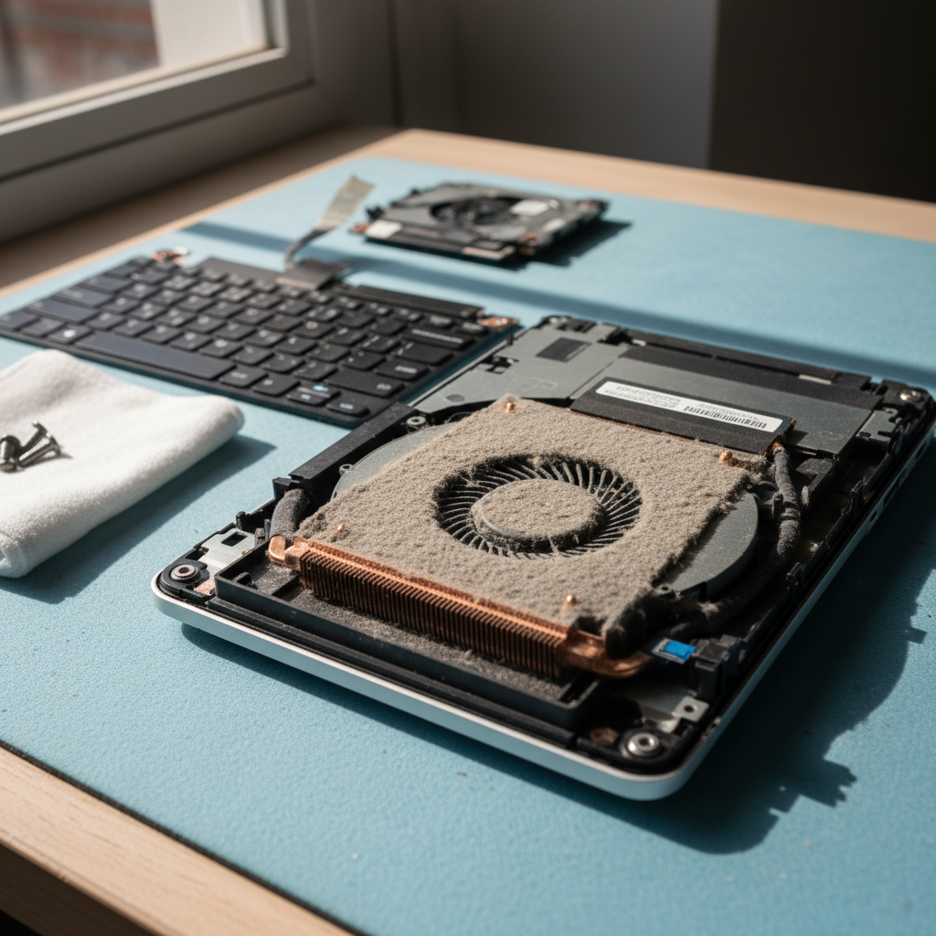 Dust-clogged laptop fan cleaning service in Munno Para — Adelaide SA 5115