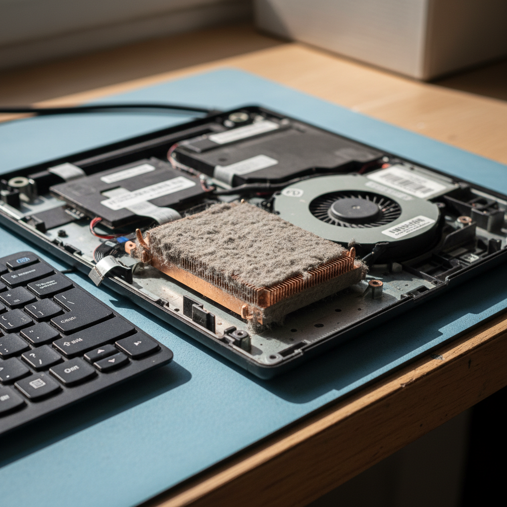 Dust-clogged laptop fan cleaning service in Munno Para West — Adelaide SA 5115
