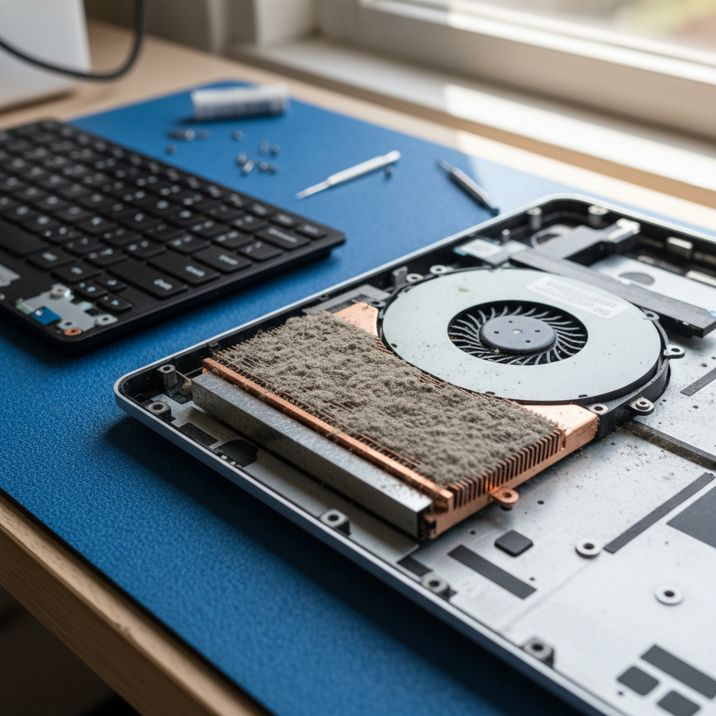 Dust-clogged laptop fan cleaning service in Newcastle East — NSW 2300
