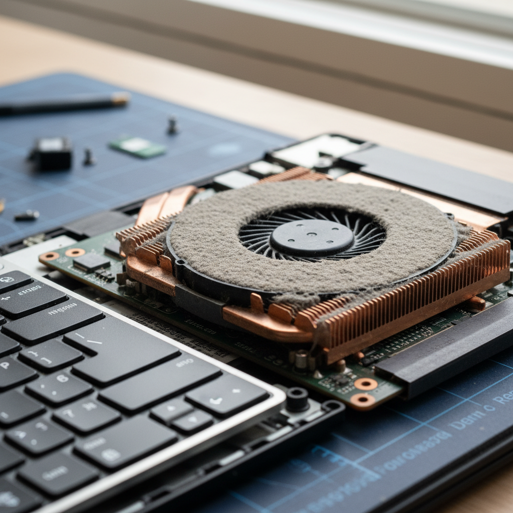 Dust-clogged laptop fan cleaning service in Newcastle West — NSW 2302